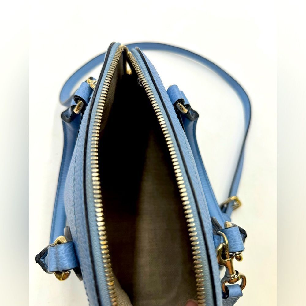 Auth Gucci Small Dollar Calfskin Dome Mineral Blue 2way GG Charm Bag Satchel - Picture 7 of 16